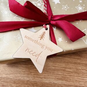 Personalised Wooden Star Gift Tags | Something to Wear, Read, Want, Need | Custom Holiday Gift Labels