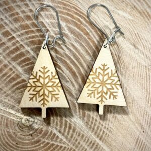 Snowflake Christmas tree earrings