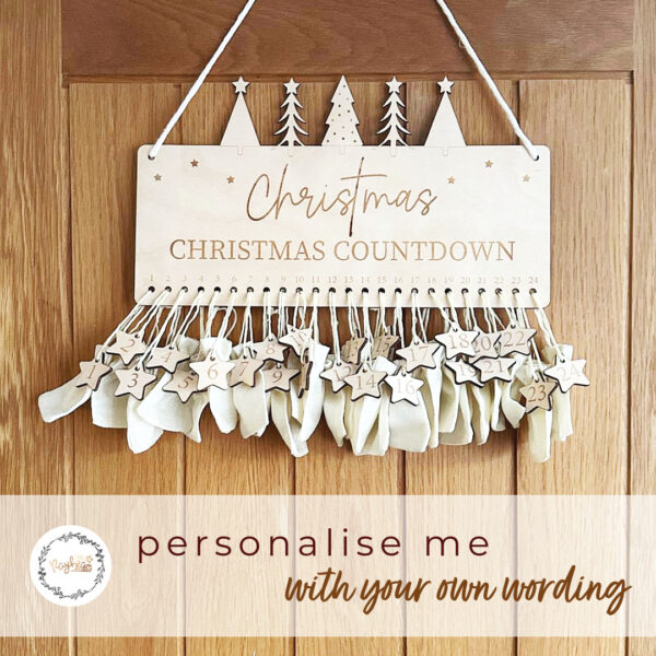 Personalised Wooden Christmas Countdown Calendar | Advent Calendar | Eco Friendly Christmas Decoration | Family Holiday Countdown Gift