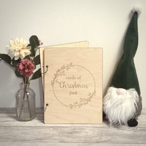 Personalised Wooden Christmas Card Keeper - "Cards of Christmas Past" Engraved Memory Book