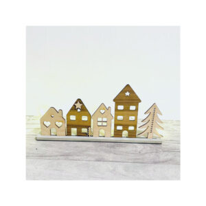 Handmade Wooden Christmas Village Decoration - Rustic Tea Light Holder - Festive Holiday Home Décor - Nordic Mantel Display - Perfect Christmas Gift Idea