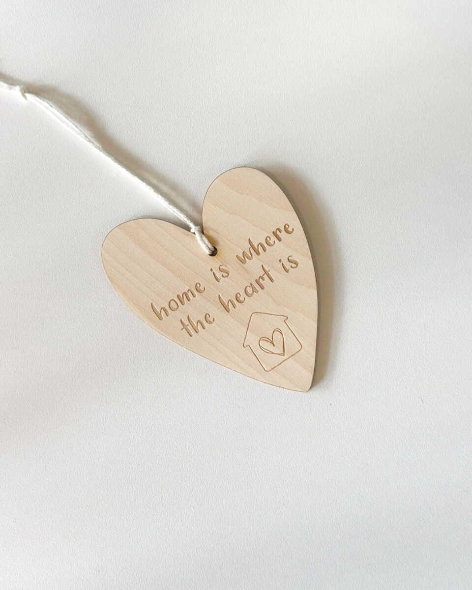 Personalised Wooden Heart for a New Home – Sentimental Gift – Home is Where the Heart Is – Hanging Heart Plaque
