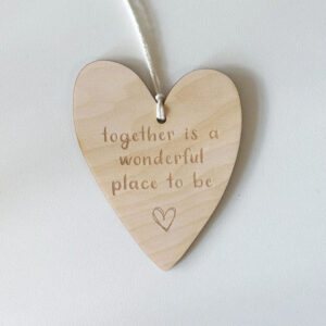 Personalised Wooden Heart for Couples – Sentimental Gift – Together is a Wonderful Place to Be – Hanging Heart Plaque