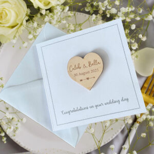 Personalised Keepsake Wooden Magnetic Heart Wedding Card
