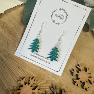 Wooden Christmas Tree Earrings in Natural or Hand Painted Designs