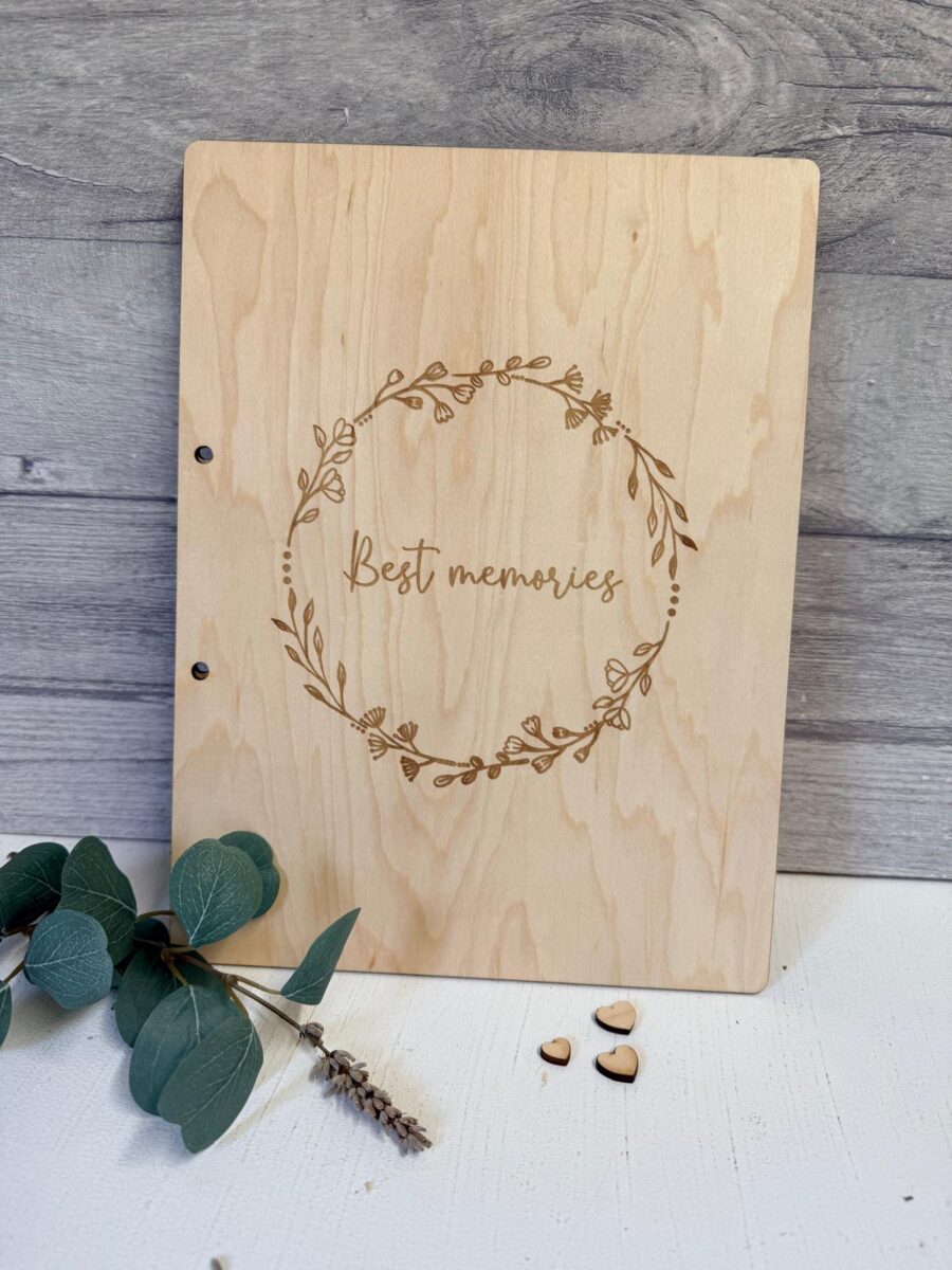 Personalised Memorial Wooden Keepsake Book Wreath Design - Image 3