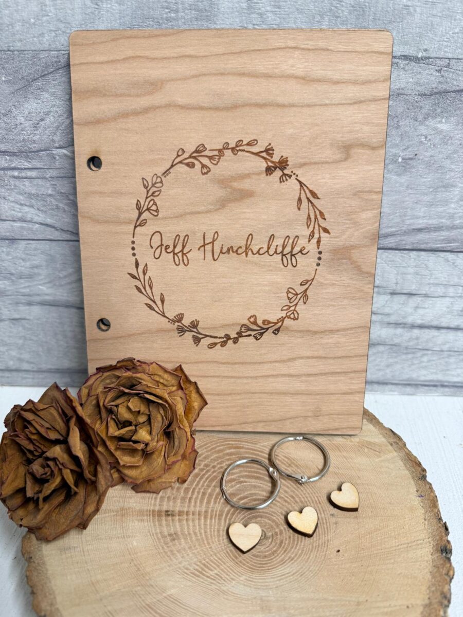 Personalised Memorial Wooden Keepsake Book Wreath Design - Image 2